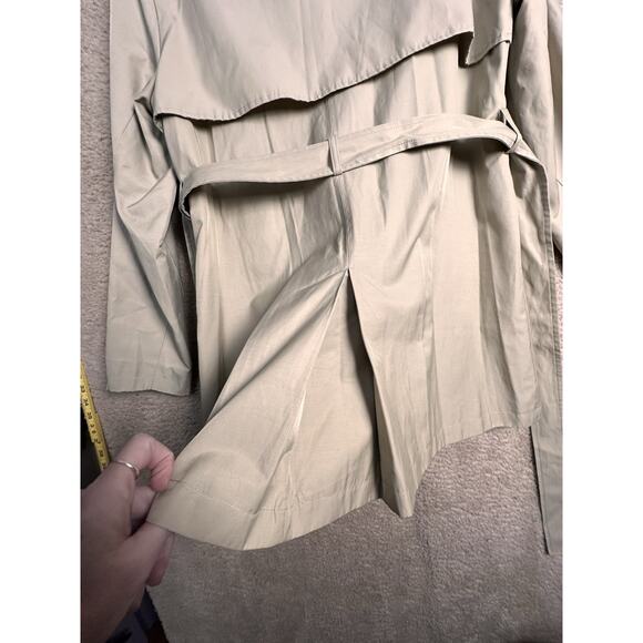 The Limited Y2K Beige Double Breasted Trench Coat Women's Sz L Rain flap Lined - Picture 13 of 16